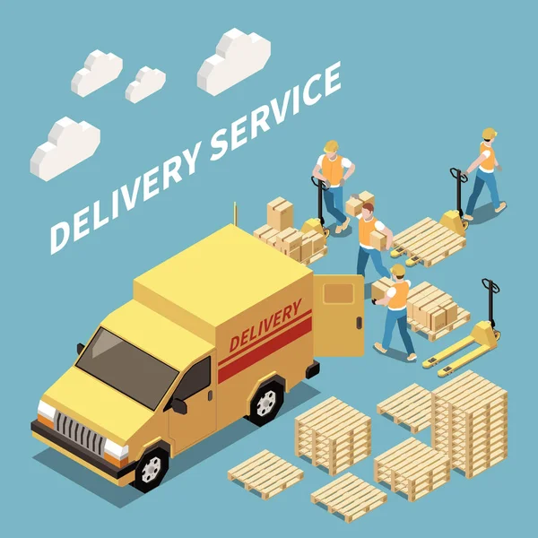 Delivery Isometric Composition — Stock Vector