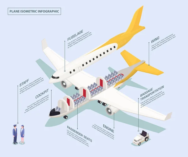 Composição do esquema isométrico das aeronaves —  Vetores de Stock