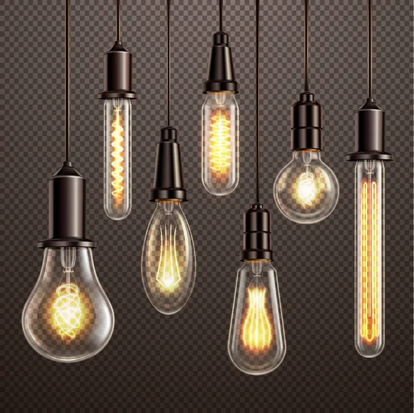Light Bulbs Realistic Transparent — Stock Vector
