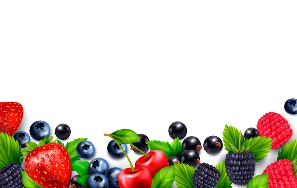 Berry Fruit Fondo realista — Vector de stock