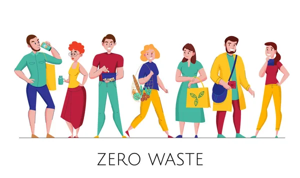 Zero Waste People Set — ストックベクタ