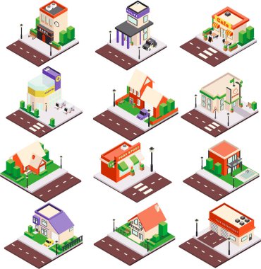 Şehir Binaları Isometric Set 