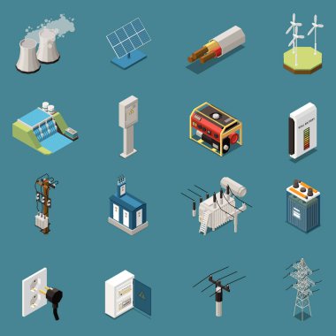 İyometrik Elektrik Simgeleri Koleksiyonu