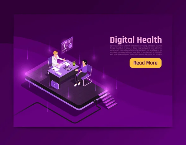 Ізометричний цифрової охорони здоров'я веб-сторінки — стоковий вектор