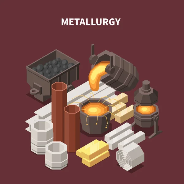 Metalurgia Mercancía Composición isométrica — Archivo Imágenes Vectoriales