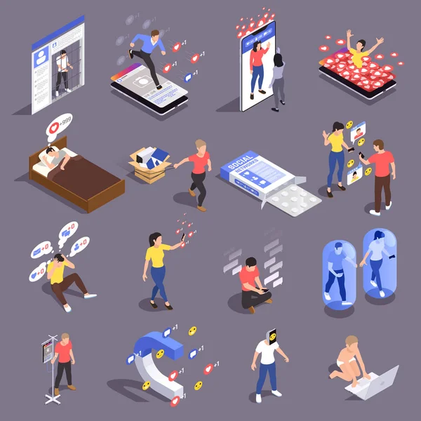 Sociale verslaving icons Collection — Stockvector