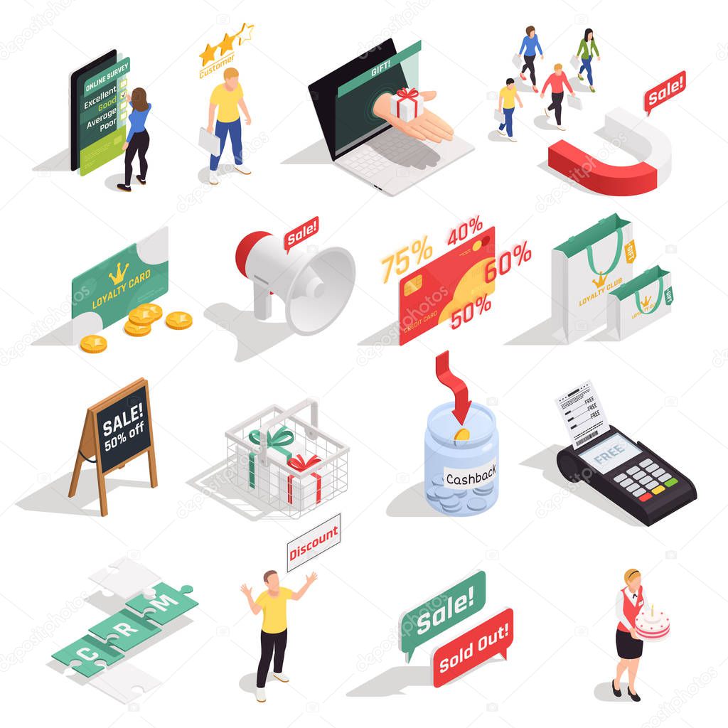 Loyalty Isometric Icons Set