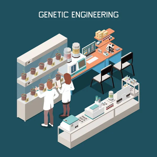 Concepto isométrico de la genética — Vector de stock