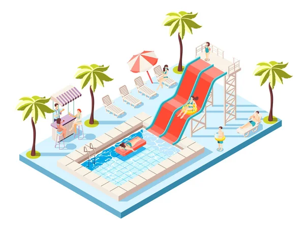 Aquapark Composition isométrique — Image vectorielle