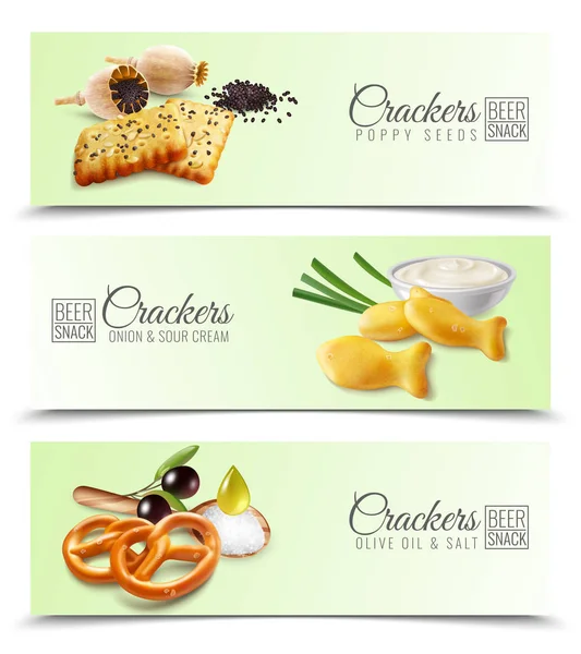 Crackers realistische horizontale banners — Stockvector