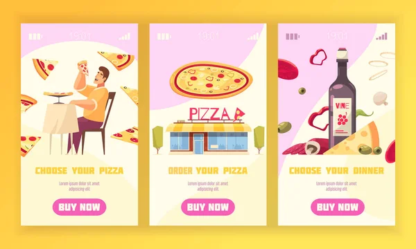 Conjunto de banner vertical de pizza — Vetor de Stock