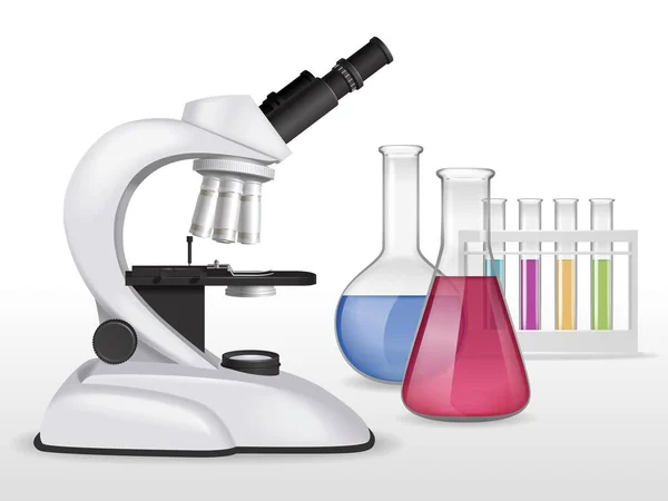 Composición del microscopio químico de laboratorio — Archivo Imágenes Vectoriales