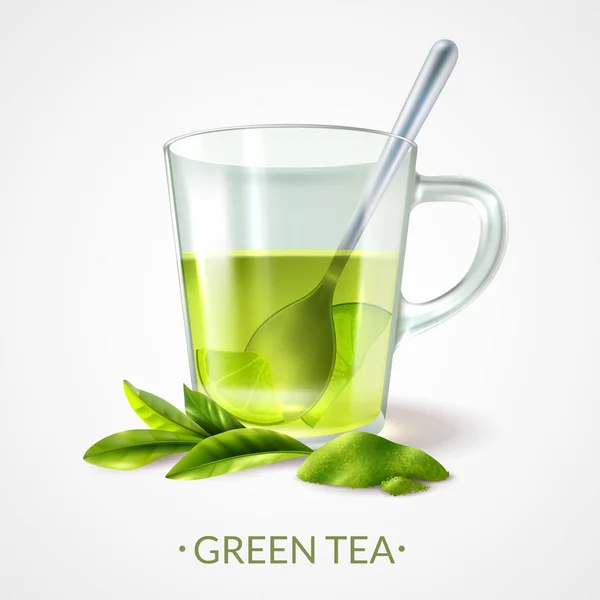 Zusammensetzung der grünen Teetasse — Stockvektor