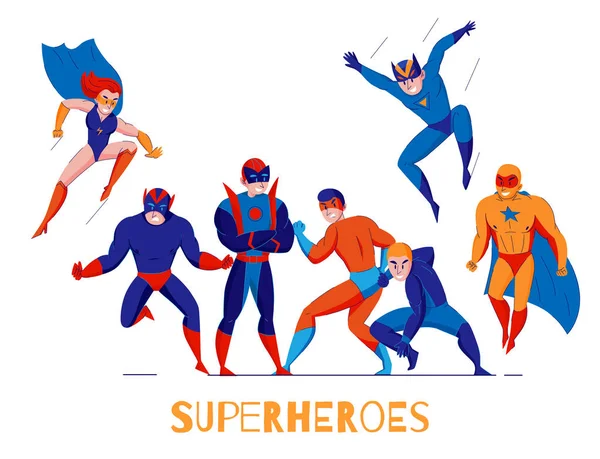 Superhelden Comics personages poster — Stockvector