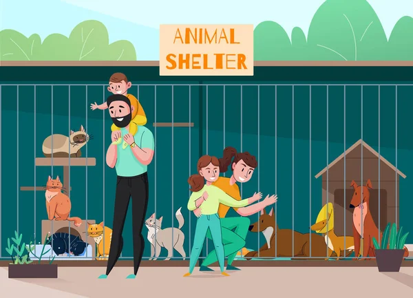 Composition du refuge familial pour animaux — Image vectorielle