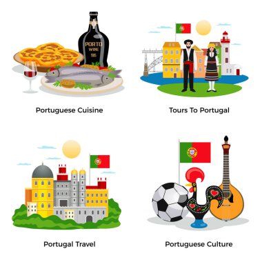 Portugal Tourism Concept Icons Set clipart