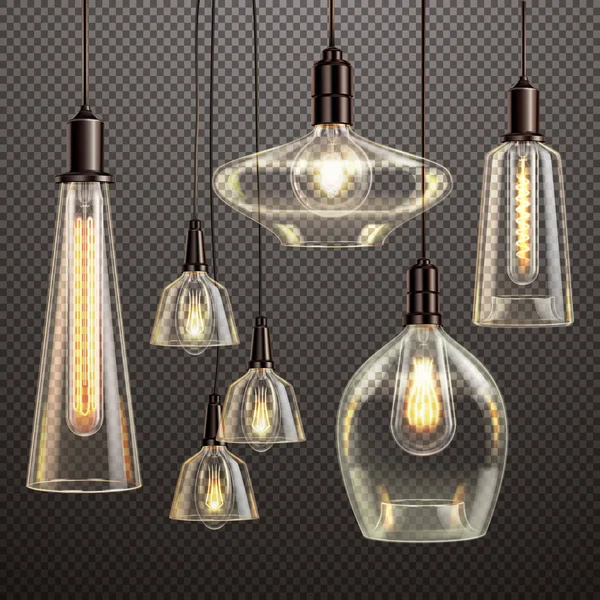 Light Bulbs Realistic Transparent — Stock Vector