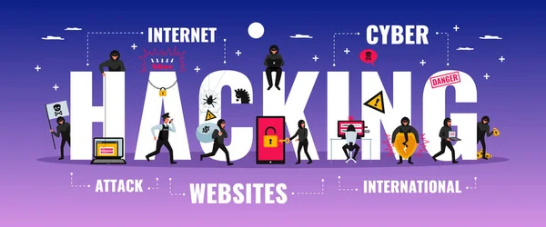 Banner de tipografia de hacker —  Vetores de Stock