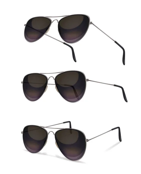 Set realista de gafas de sol Aviator — Vector de stock