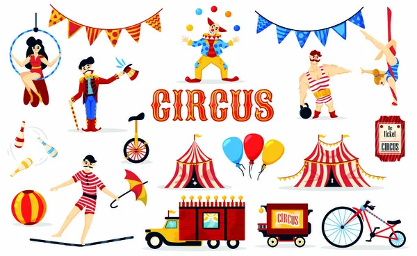 Circus Elements Vintage Set — Stock Vector