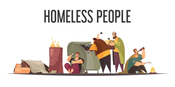 Homeless People Composition — Stock Vector