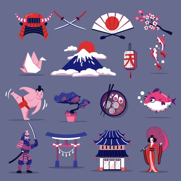 Japón viaje conjunto — Archivo Imágenes Vectoriales