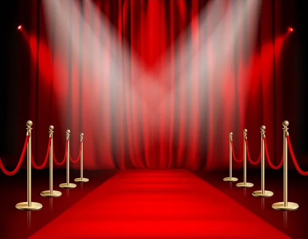 Red Carpet With Curtain — Stock Vector