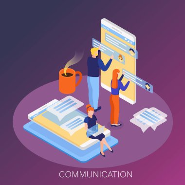 İnsanlar arayüzleri Izometrik arka plan 