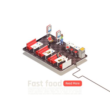 Fast Food Cafe Izometrik Poster
