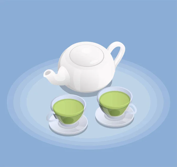 Isometrische Zusammensetzung der Teebranche — Stockvektor
