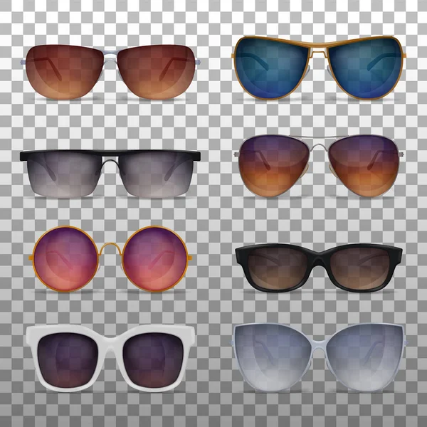 Óculos de sol realistas Conjunto transparente —  Vetores de Stock