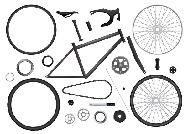Conjunto de piezas de repuesto de bicicleta — Archivo Imágenes Vectoriales