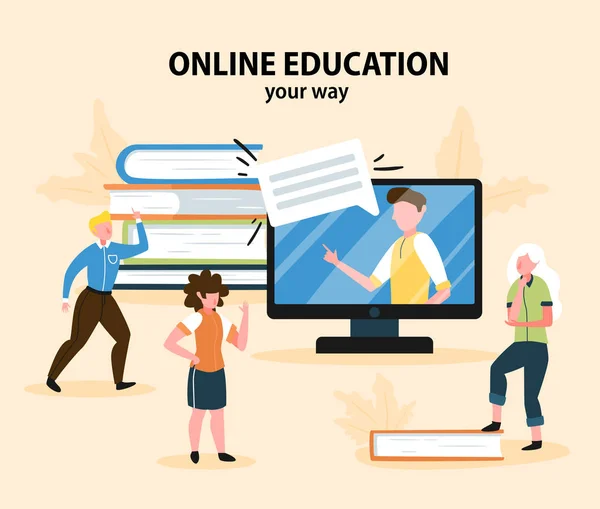 Дистанционное обучение онлайн — стоковый вектор