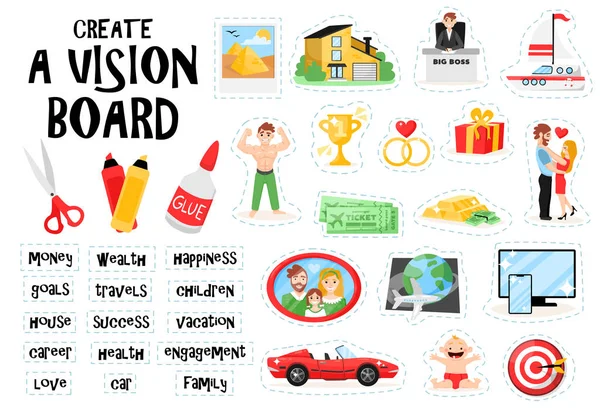 Vision Board set maken — Stockvector