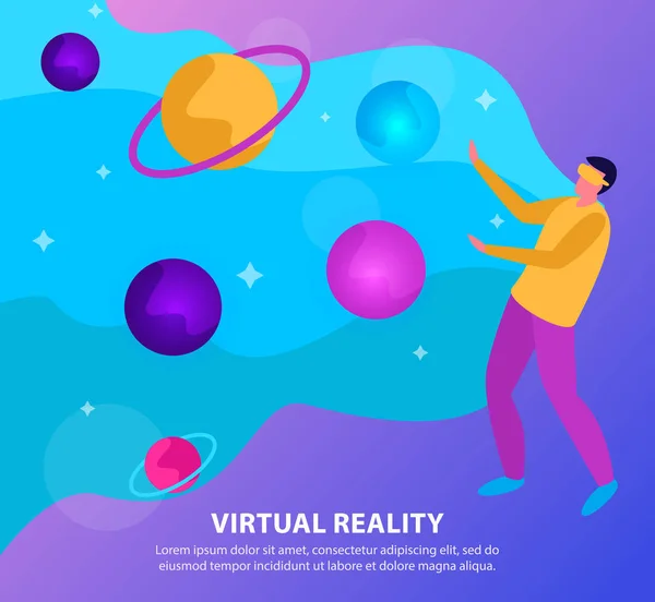 Плоский фон виртуальной реальности — стоковый вектор