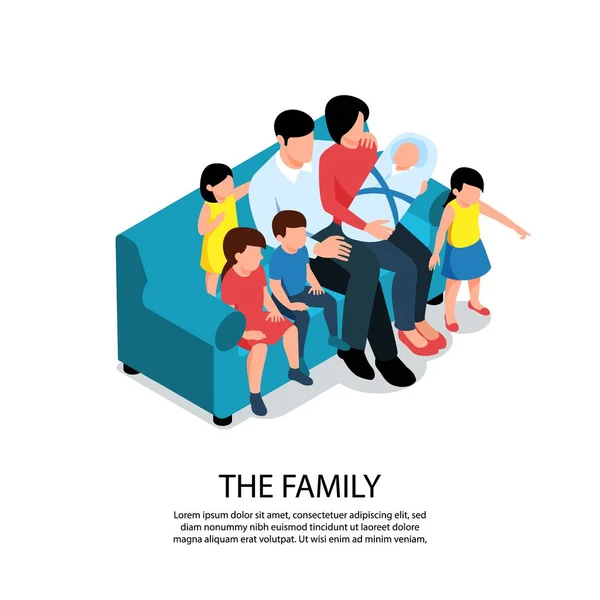 Flera barn familj sammansättning — Stock vektor