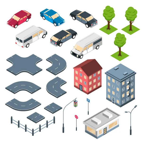 City Elements Isometric Set — Stock Vector