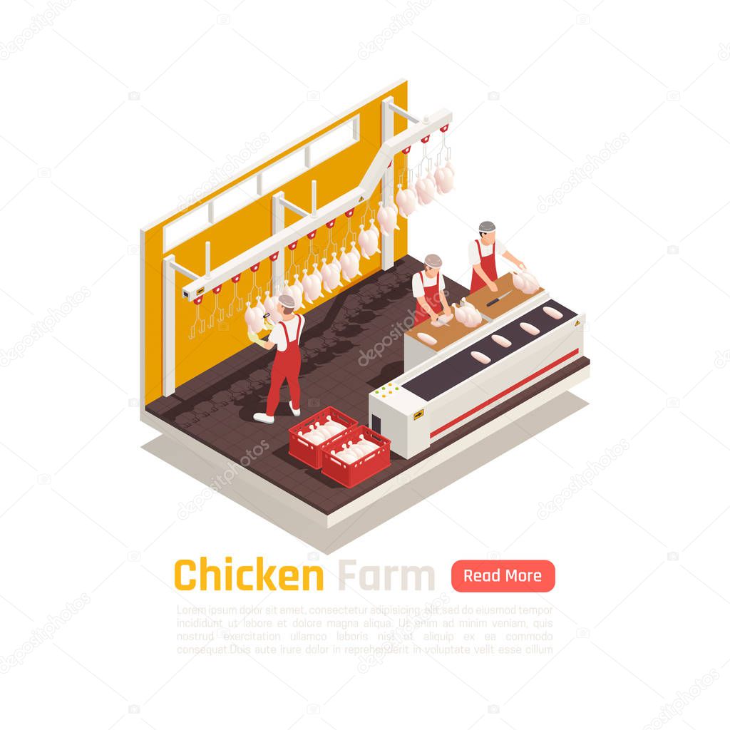 Chicken Farm Isometric Composition 