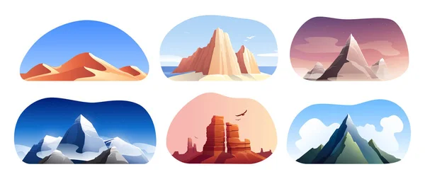 Mountain Rocks Landscapes Set — Stock Vector