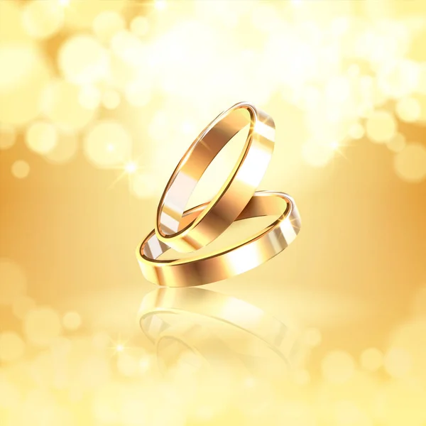 Anéis de casamento composição realista — Vetor de Stock