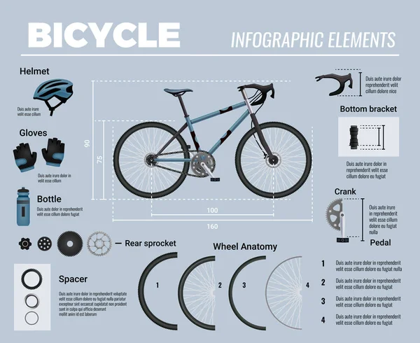 Infografía de la bicicleta Elementos Composición — Vector de stock