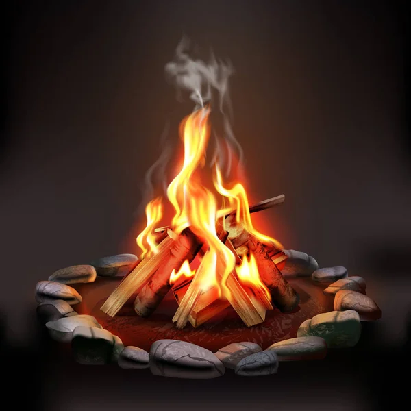 Burning Wood Campfire — Stock Vector