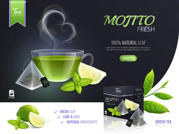 Mojito Tea Collection sammansättning — Stock vektor