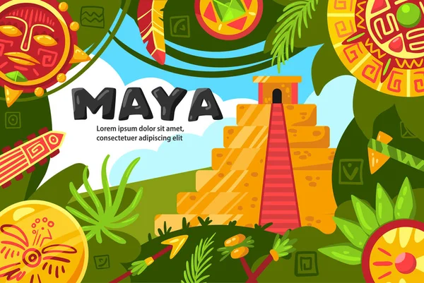 Maya világ horizontális poszter — Stock Vector