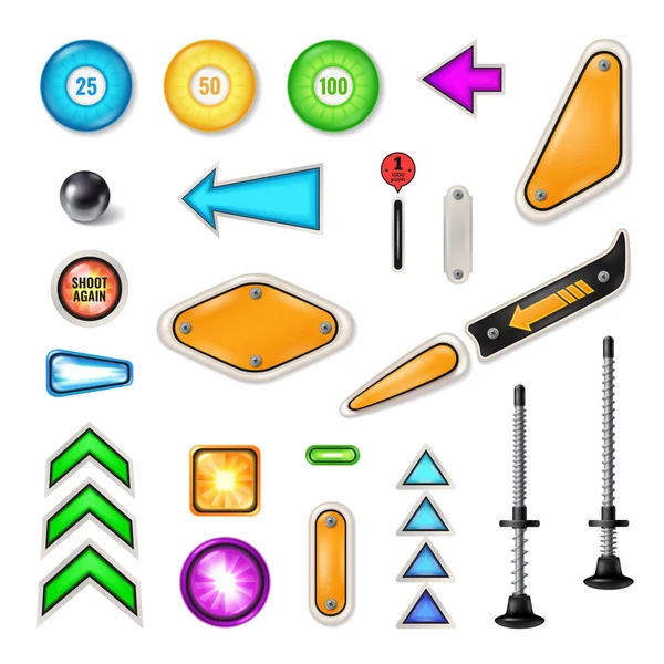 Pinball Parts Realistic Set — Stock Vector