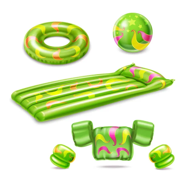 Accessoires de natation Vert Set — Image vectorielle