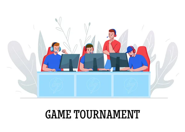 Composición del torneo de juegos de ordenador — Vector de stock
