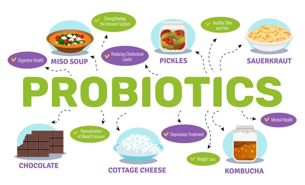 Probiotika a zdravotní koncepce — Stockový vektor