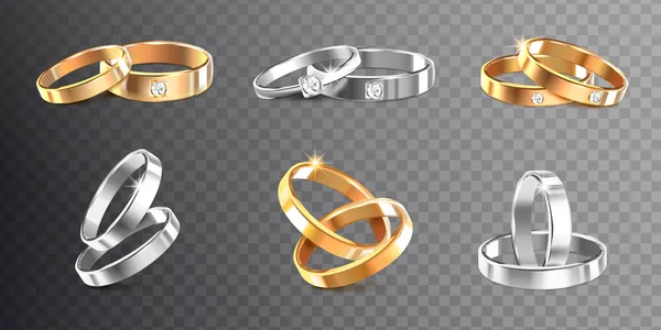 Wedding Rings Transparent Set — Stock Vector