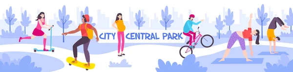 Gente en City Park — Vector de stock